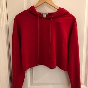 Red cropped hoodie